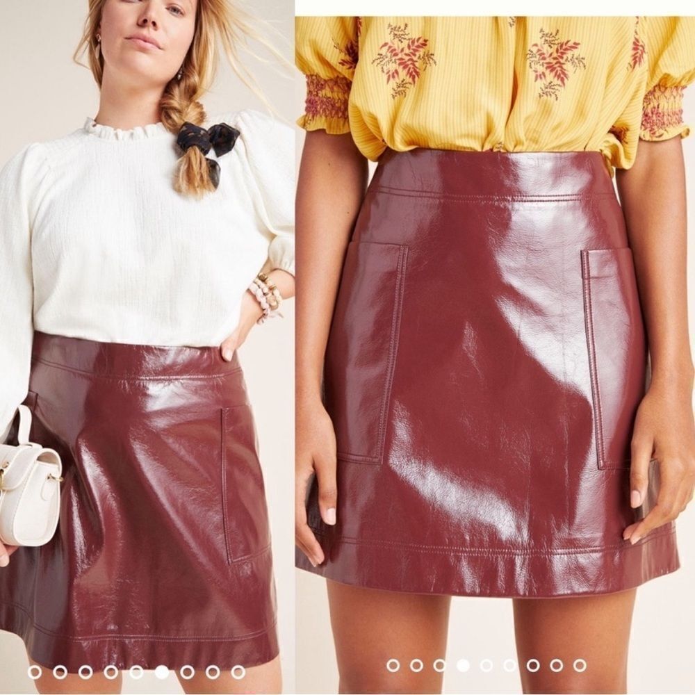 Anthropologie Maeve Faux Patent Leather Skirt- Size 4